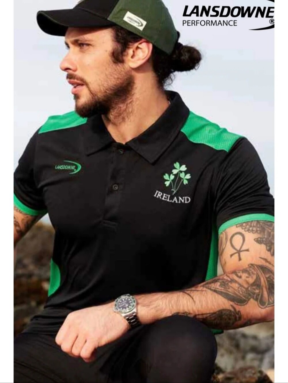 Lansdowne  Performance Men's Ireland Logo Polo Shirt, XL, NWT